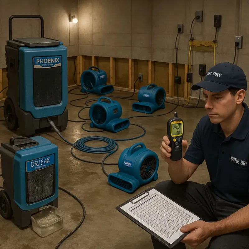 Structural Drying and Dehumidification process in Anderson Mill, TX
